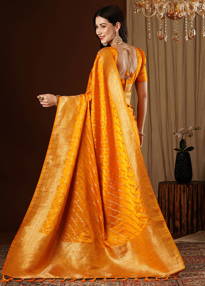 Yellow Satin Silk Saree With Blouse Piece Free Shipping Get To Buy