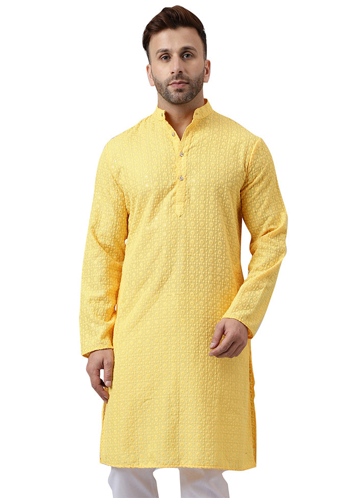 Lemon Silk Embroidered Kurta Sale In China