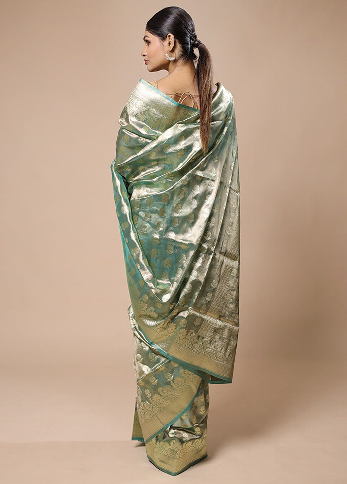 Green Tissue Silk Saree With Blouse Piece Cheap Sale Best Store To Get