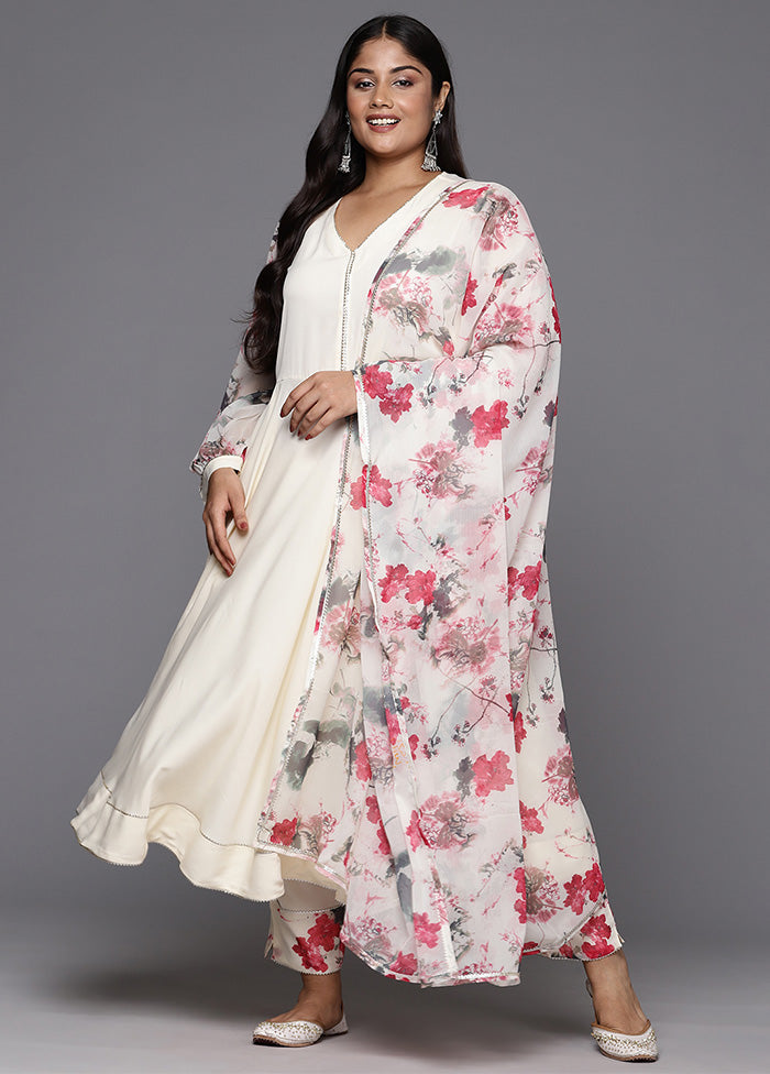 3 Pc Off White Readymade Silk Dupatta Suit Set Discount 2025