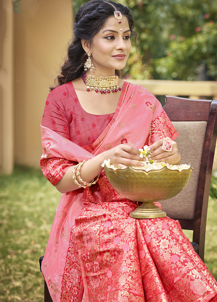 Light Pink Spun Silk Saree With Blouse Piece Sale Professional