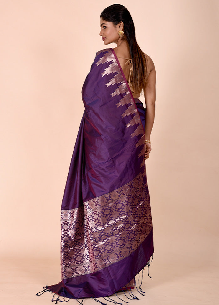 Purple Cotton Saree With Blouse Piece Best Wholesale Online