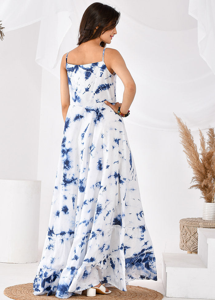 White Sleeveless Cotton Ombre Maxi Dress Popular