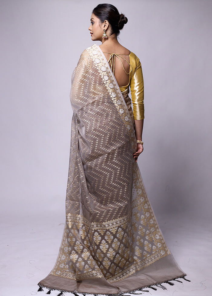 Grey Kora Silk Saree With Blouse Piece Quality From China Cheap