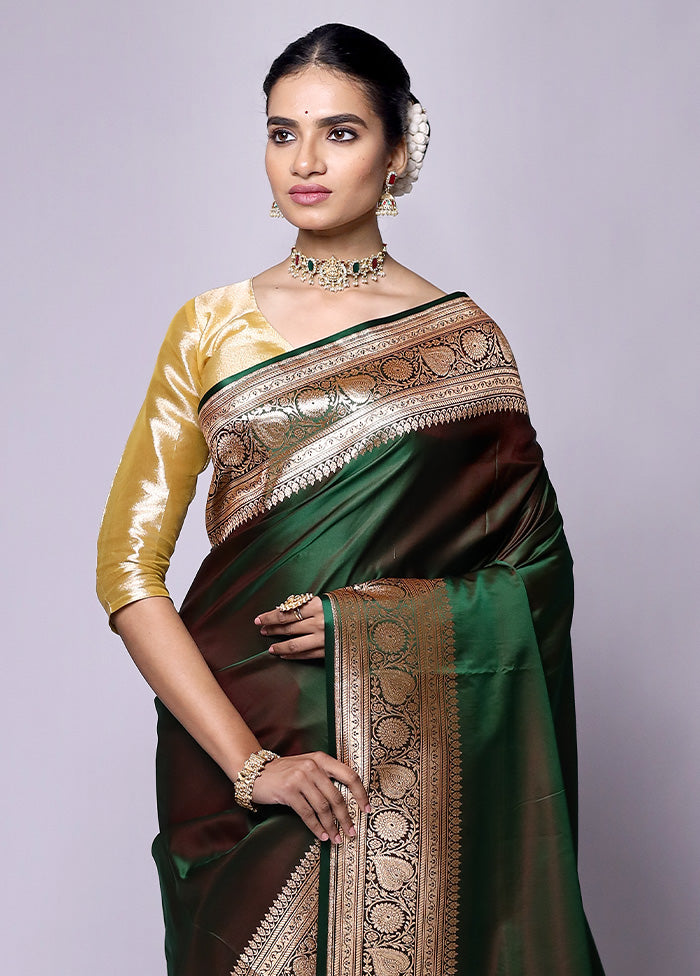 Green Banarasi Silk Saree With Blouse Piece Clearance Best Store To Get