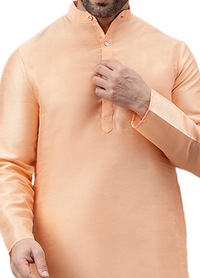 Light Peach Dupion Silk Solid Kurta Marketable Cheap Pice