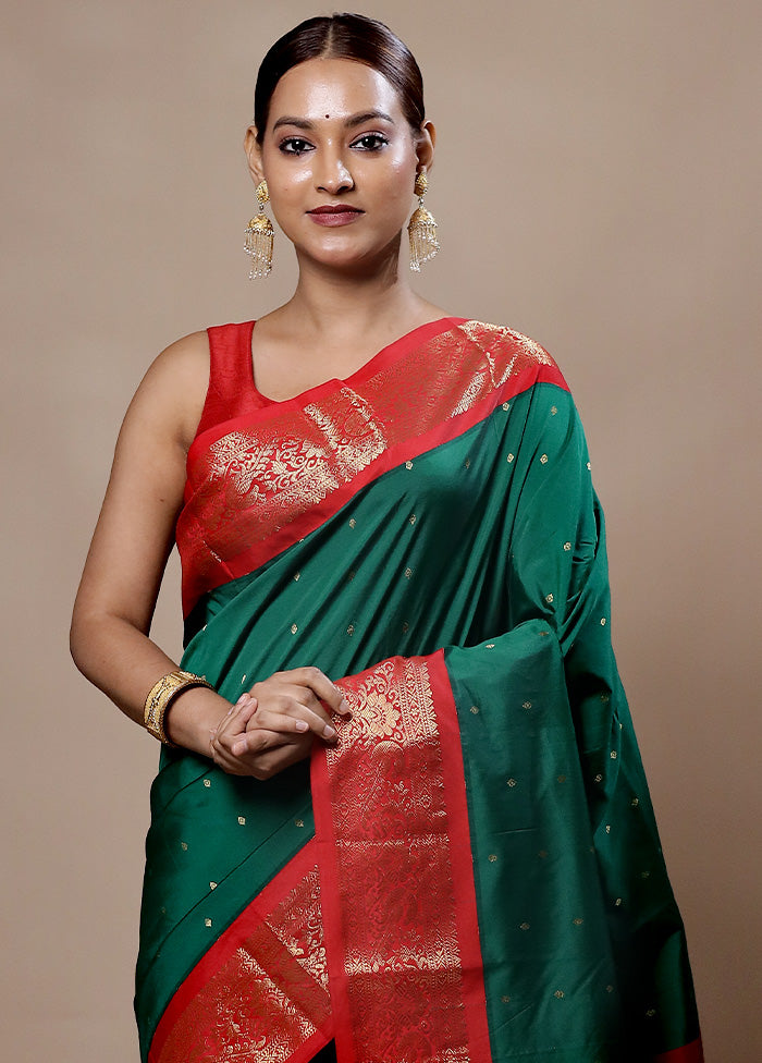 Green Kanjivaram Silk Saree With Blouse Piece Limited Edition Online