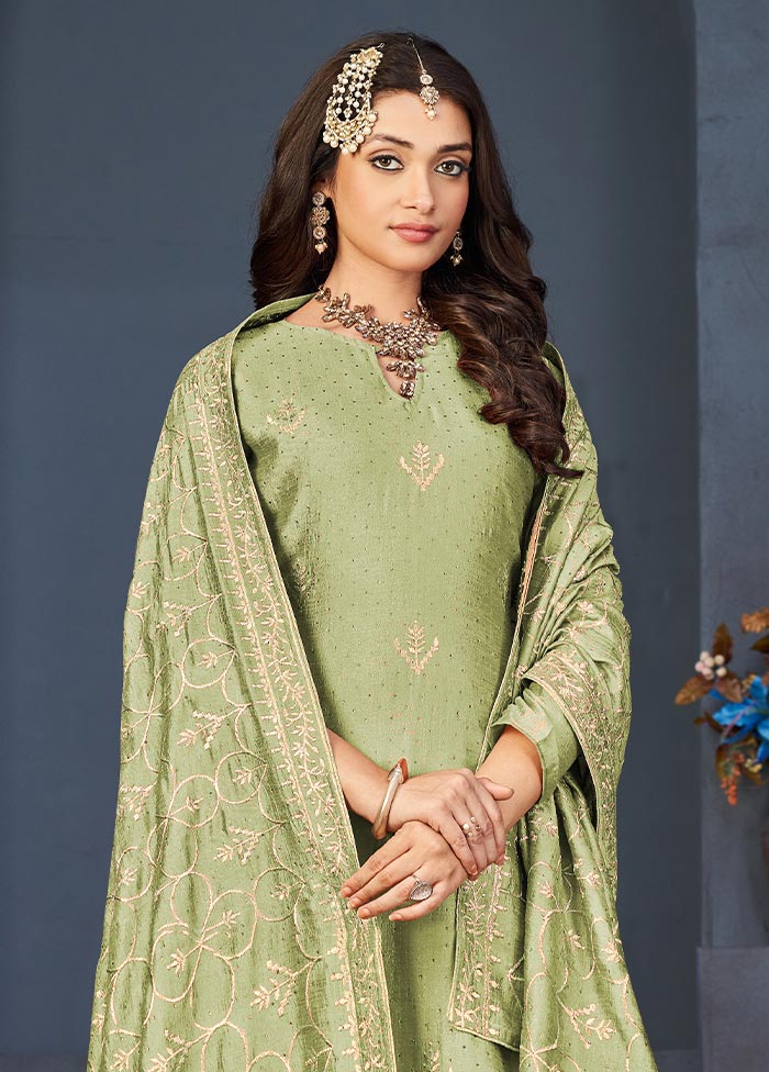 3 Pc Pista Green Semi Stitched Georgette Suit Set Buy Cheap Tumblr