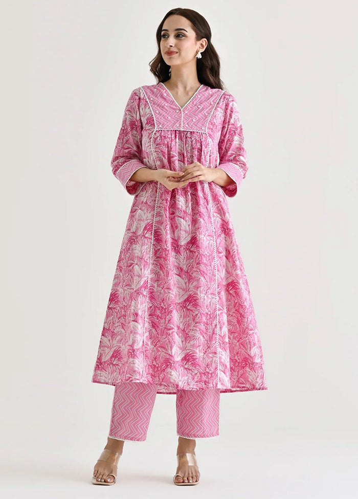 2 Pc Pink Readymade Rayon Kurti Set Cheap Sale With Credit Card