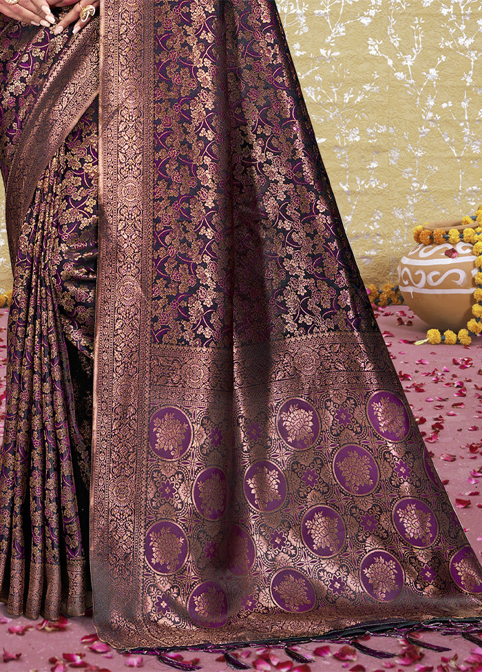 Purple Spun Silk Saree With Blouse Piece Sale 100% Original