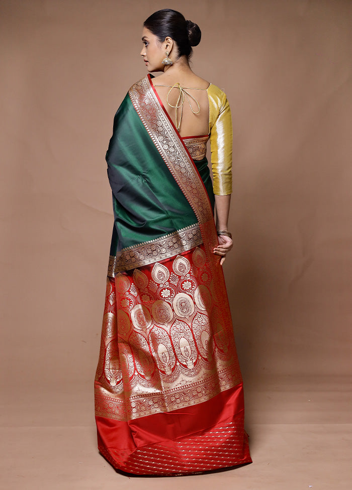 Green Banarasi Silk Saree With Blouse Piece Largest Supplier Online