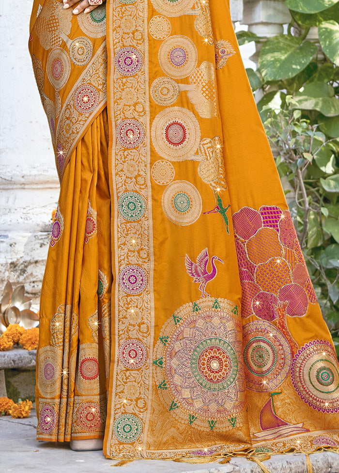 Yellow Spun Silk Saree With Blouse Piece Really Cheap Shoes Online