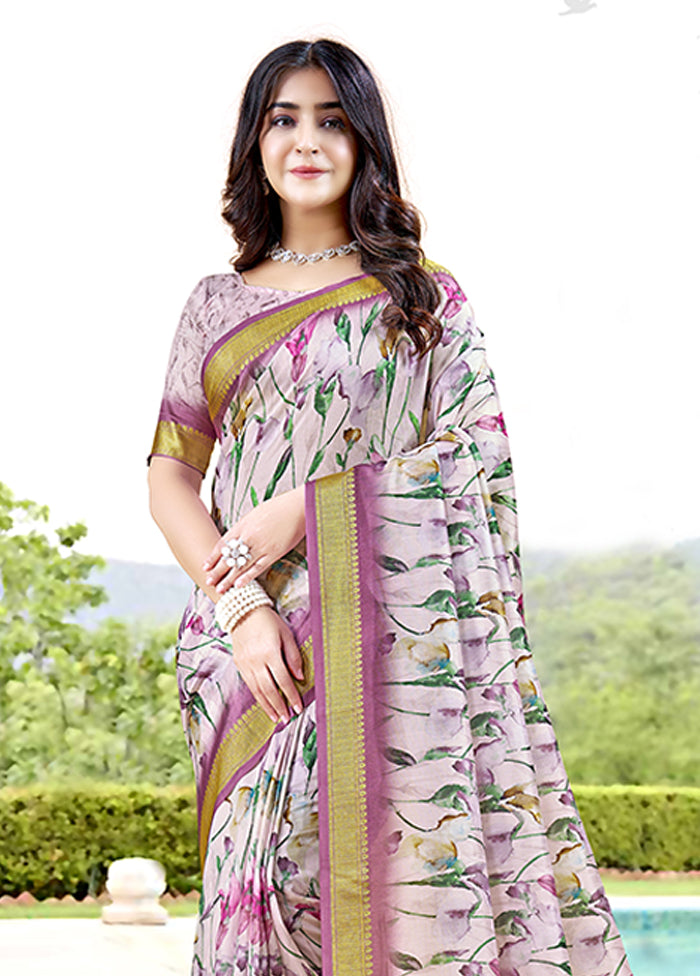 Cream Spun Silk Saree With Blouse Piece Outlet Supply