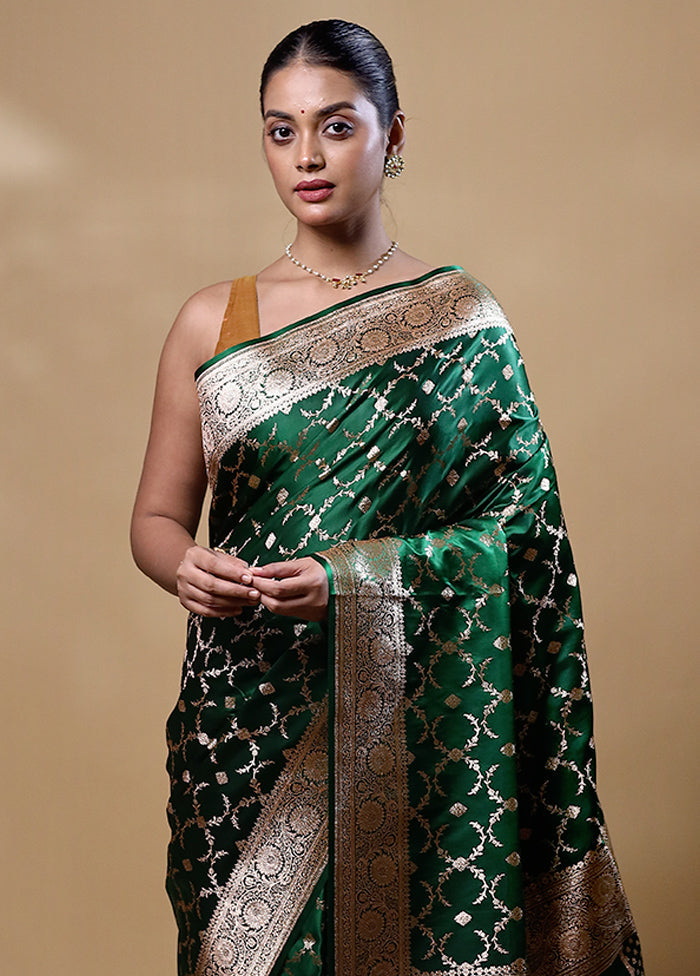 Green Banarasi Silk Saree With Blouse Piece Outlet Largest Supplier