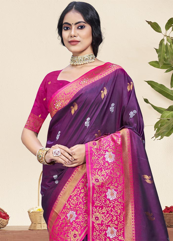 Wine Dupion Silk Saree With Blouse Piece Visit Cheap Pice