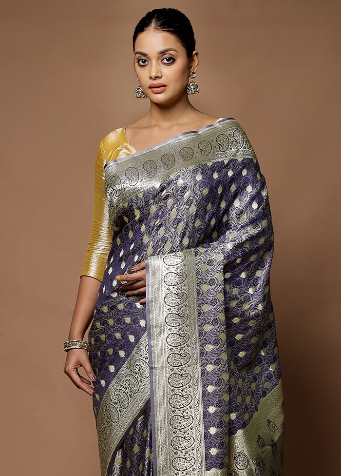 Blue Tanchoi Silk Saree With Blouse Piece Clearance Best Seller