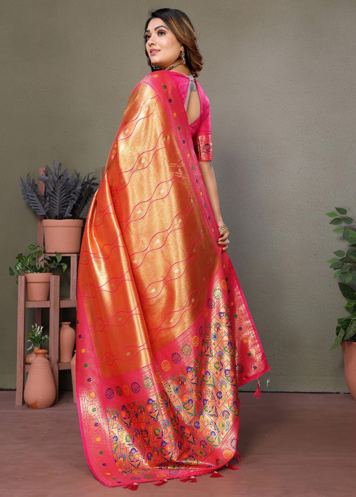 Golden Banarasi Silk Saree With Blouse Piece Sale Visa Payment