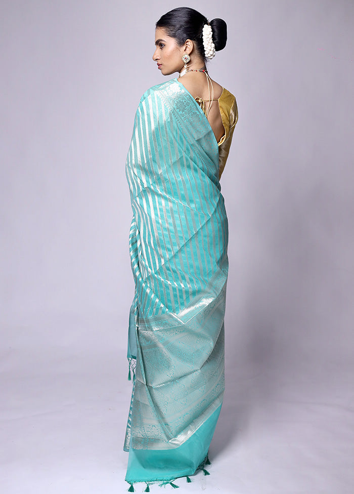 Blue Kora Silk Saree With Blouse Piece Cheap Pice Wholesale