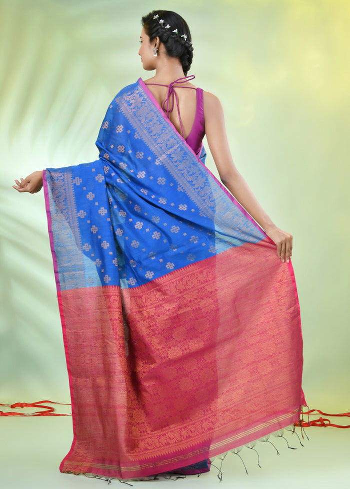 Sky Blue Cotton Saree With Blouse Piece Clearance Explore