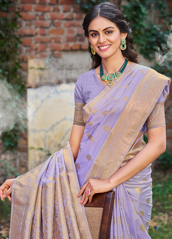 Purple Spun Silk Saree With Blouse Piece Free Shipping 2025 Unisex