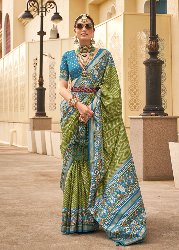 Mehendi Spun Silk Saree With Blouse Piece Free Shipping Outlet