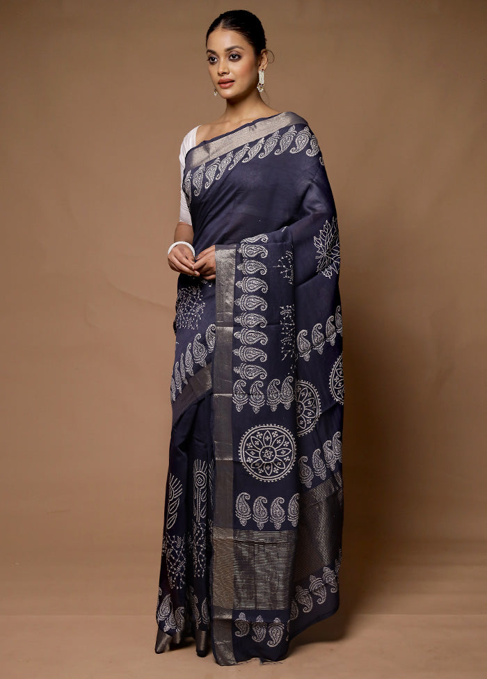 Grey Chanderi Cotton Saree With Blouse Piece Largest Supplier