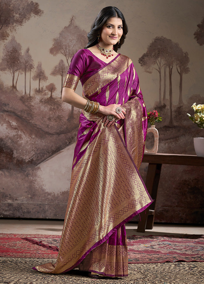 Purple Spun Silk Saree With Blouse Piece Shop For Cheap Pice