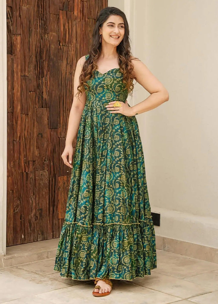 Green Readymade Rayon Indian Dress Clearance Best Pices