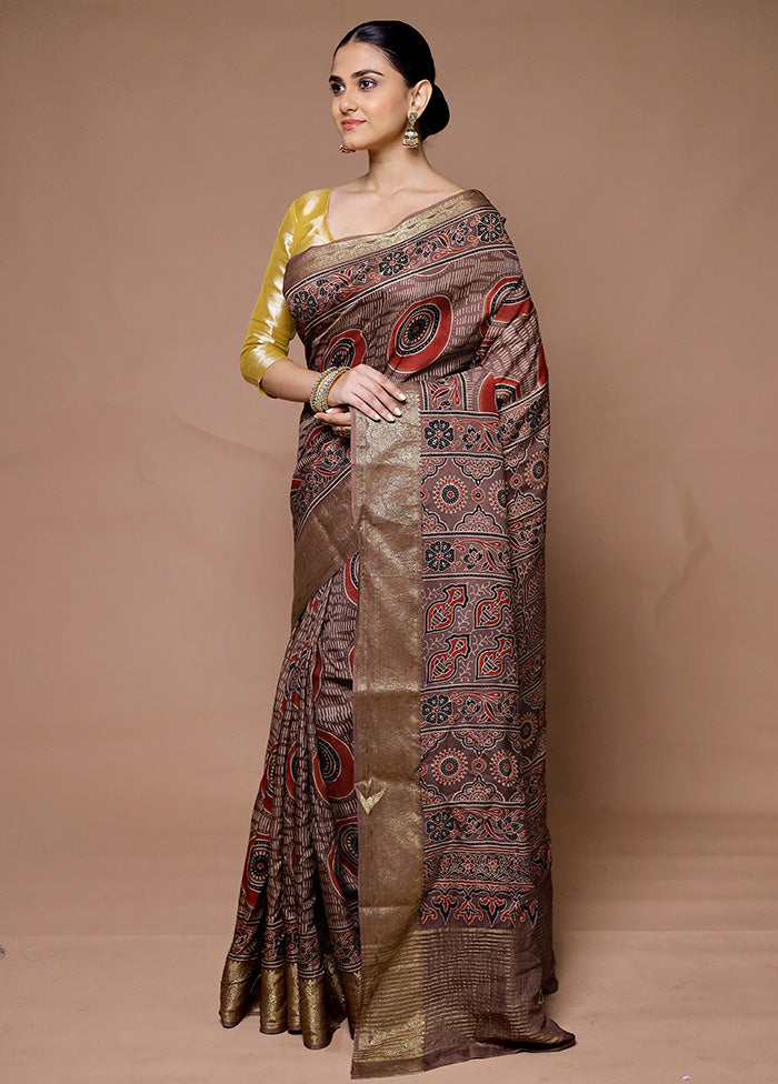 Brown Pure Modal Silk Saree Without Blouse Piece Outlet 2025 New