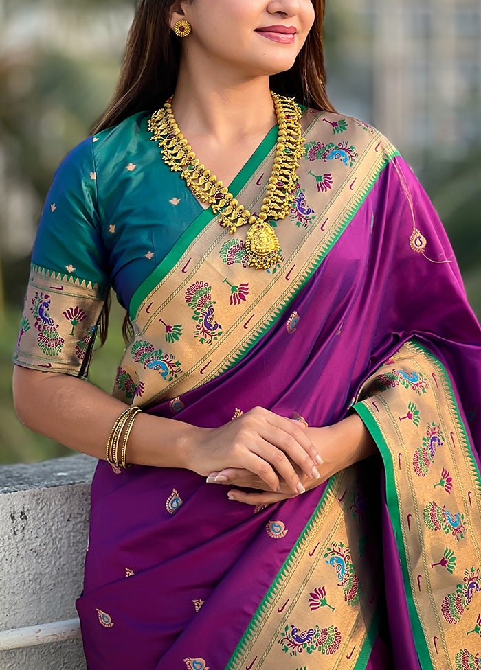 Purple Spun Silk Saree With Blouse Piece Cheap Pice From China