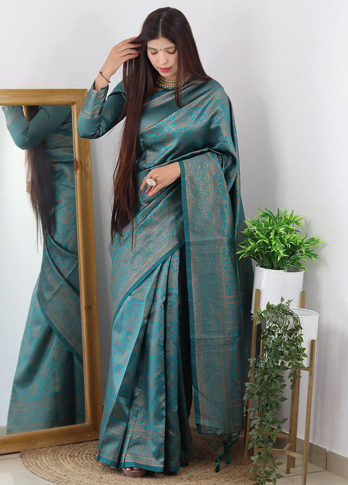 Rama Banarasi Silk Saree With Blouse Piece Nicekicks Cheap Online