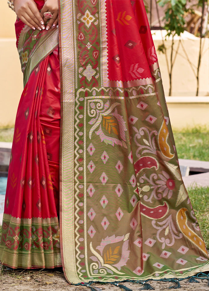 Red Spun Silk Saree With Blouse Piece Discount Wide Range Of