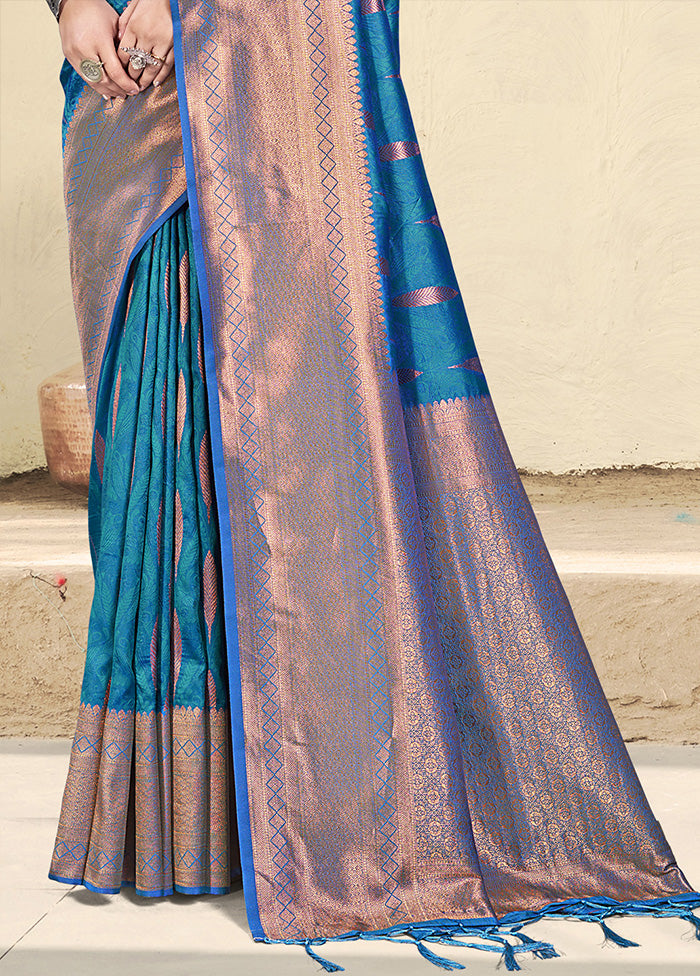 Blue Spun Silk Saree With Blouse Piece Free Shipping Cost