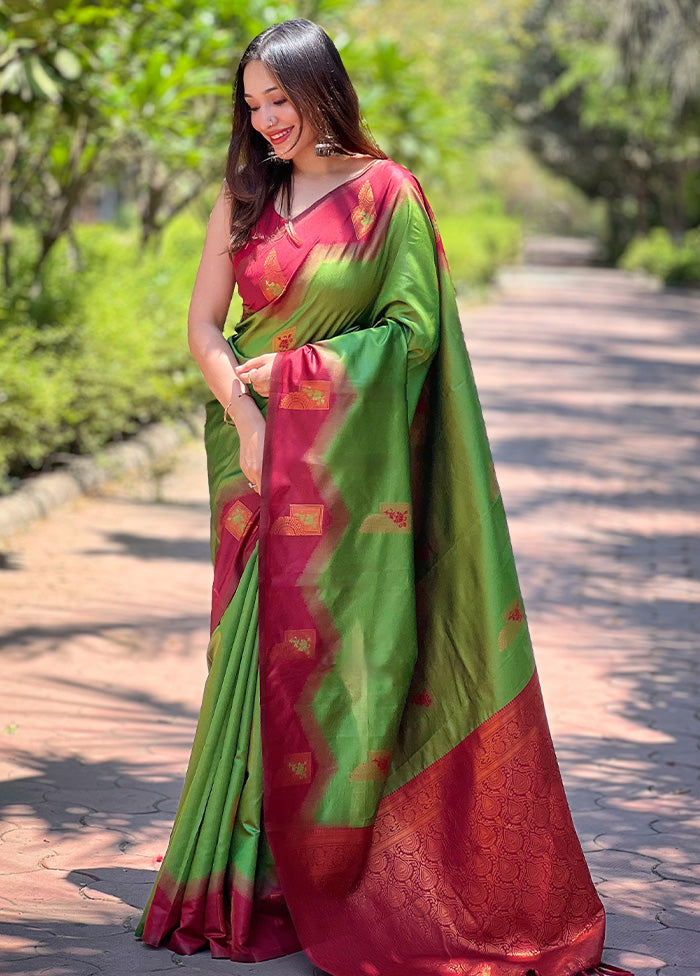 Green Banarasi Silk Saree With Blouse Piece Sale Fake