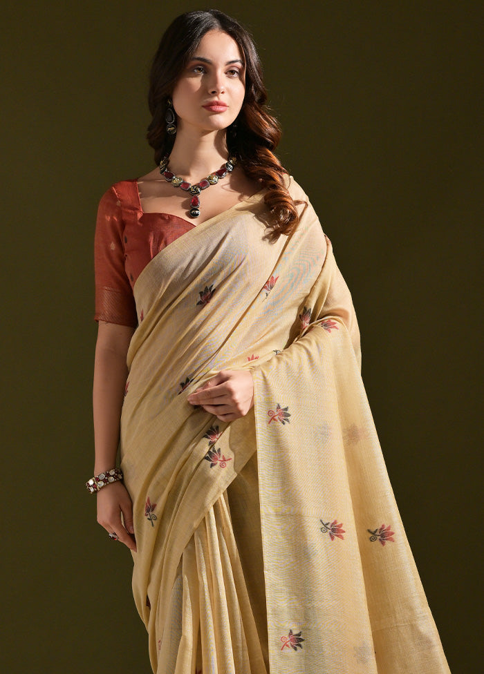 Cream Pure Cotton Saree With Blouse Piece Ost Release Dates