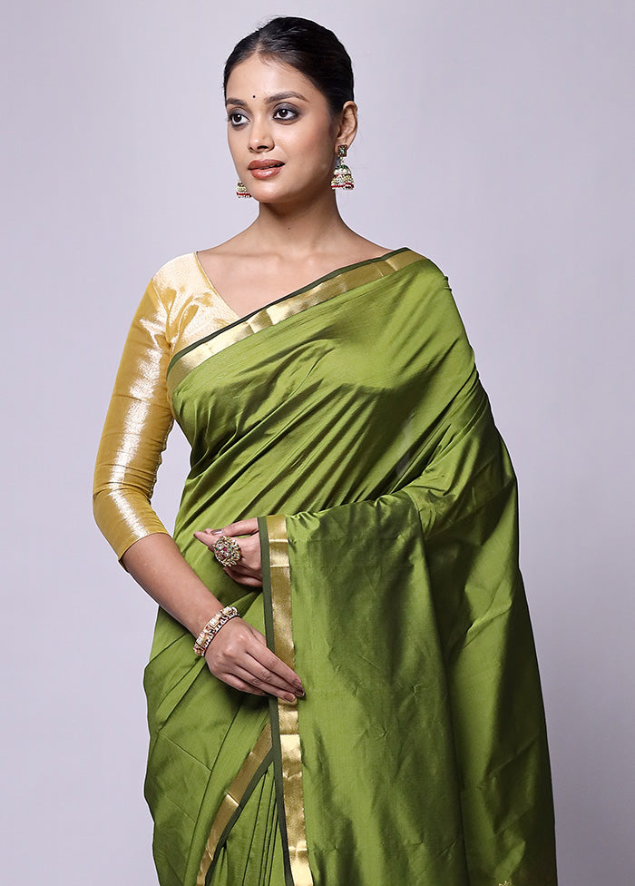 Green Kanjivaram Silk Saree With Blouse Piece Outlet For You