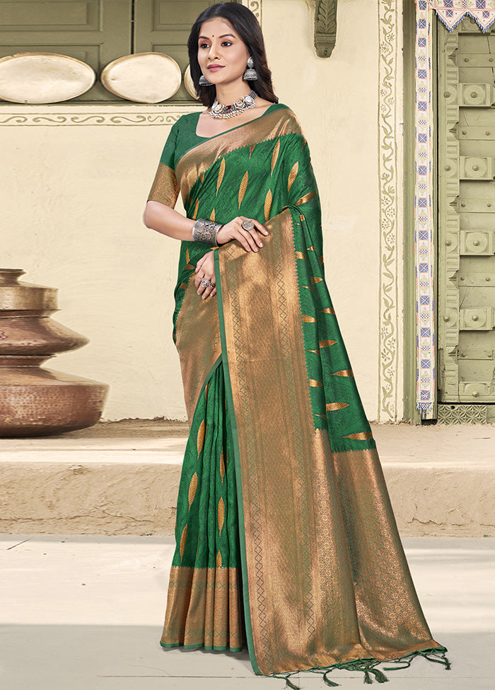 Green Spun Silk Saree With Blouse Piece Free Shipping Best Store To Get