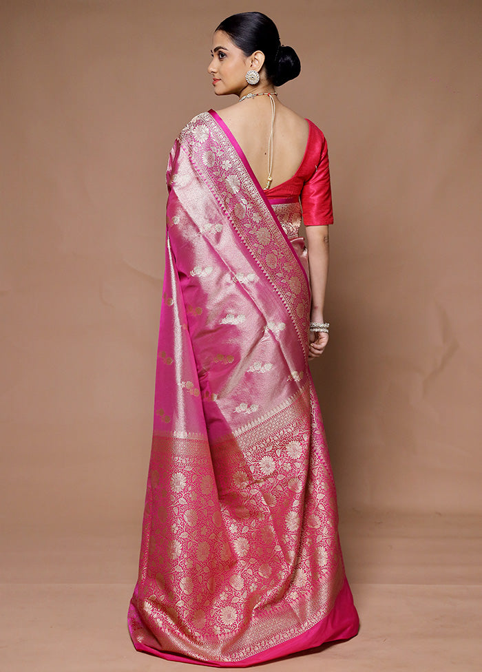 Pink Tissue Silk Saree With Blouse Piece Sale Supply