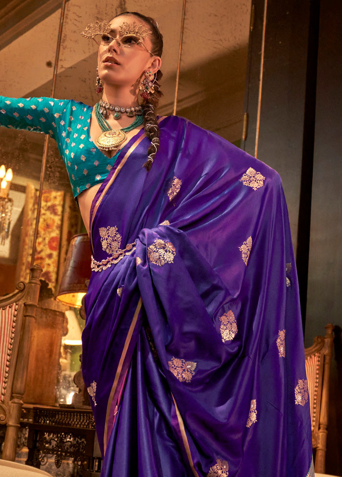 Purple Satin Silk Saree With Blouse Piece Buy Cheap Get Authentic