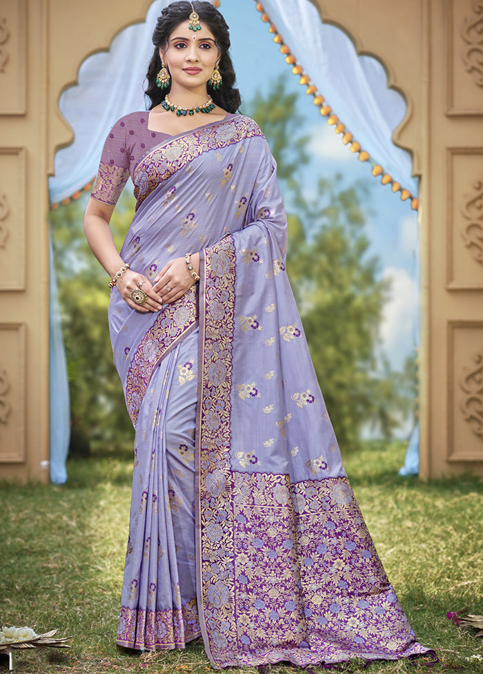 Purple Spun Silk Saree With Blouse Piece Buy Cheap Cost