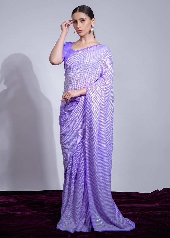 Violet Georgette Saree With Blouse Piece Visit New Cheap Pice