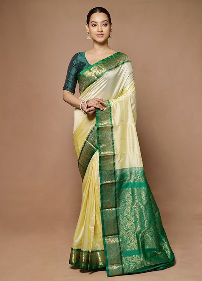 Yellow Kanjivaram Silk Saree With Blouse Piece Free Shipping Largest Supplier