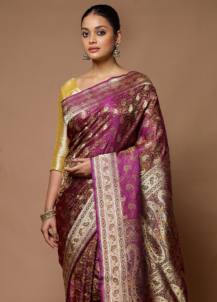 Purple Handloom Tanchoi Pure Silk Saree With Blouse Piece Eastbay Cheap Online