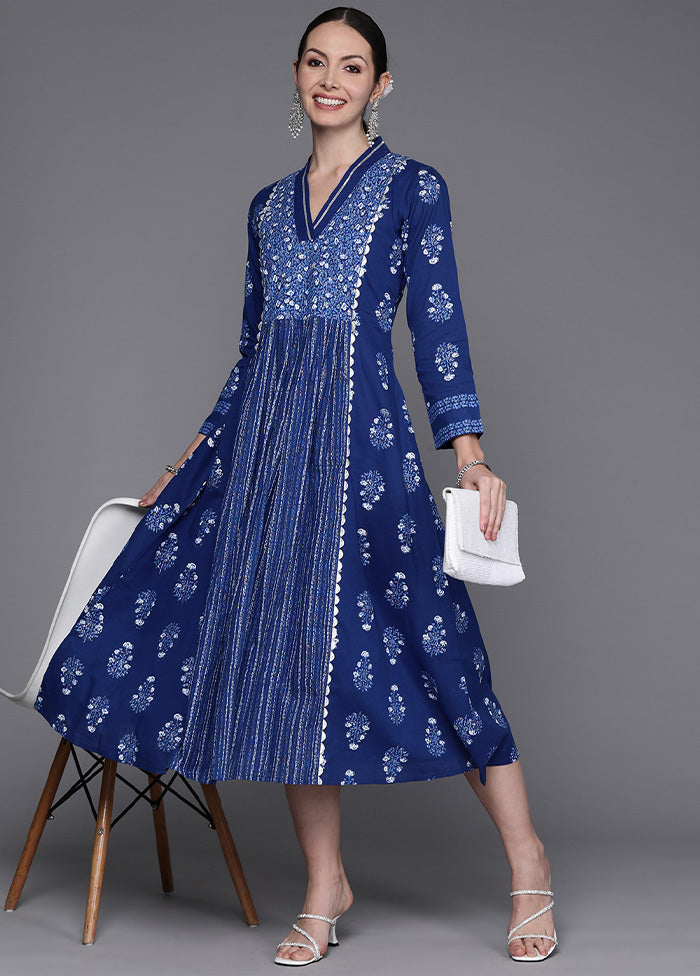 Indigo Blue Readymade Cotton Indian Dress Shop For Sale