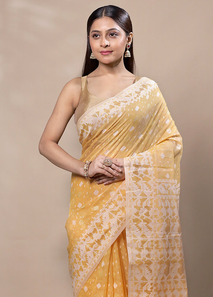 Yellow Kora Silk Saree With Blouse Piece Looking For Online