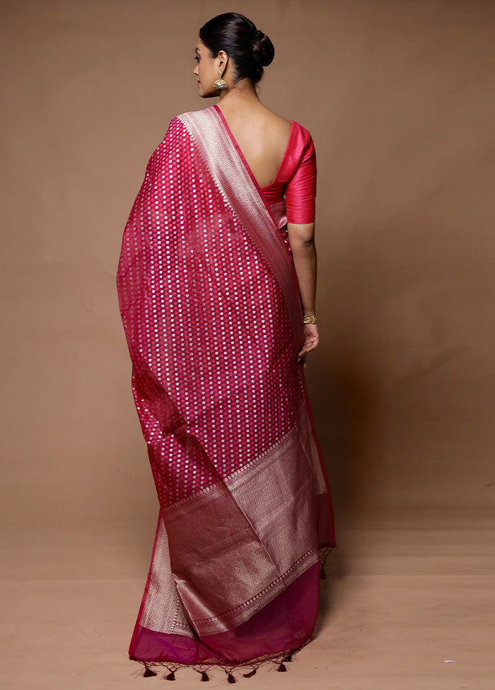 Pink Kora Silk Saree With Blouse Piece Clearance Very Cheap