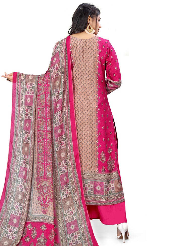 3 Pc Magenta Unstitched Silk Suit Set Online Online Clearance