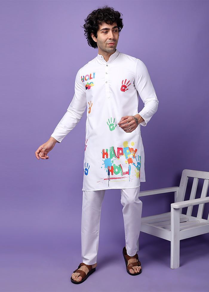 White Viscose Printed Medium Kurta Free Shipping Visit