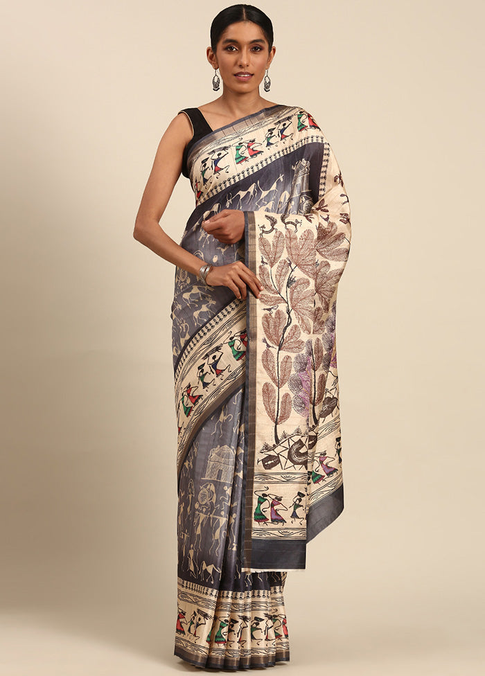 Grey Cotton Saree With Blouse Piece Pices Cheap Online