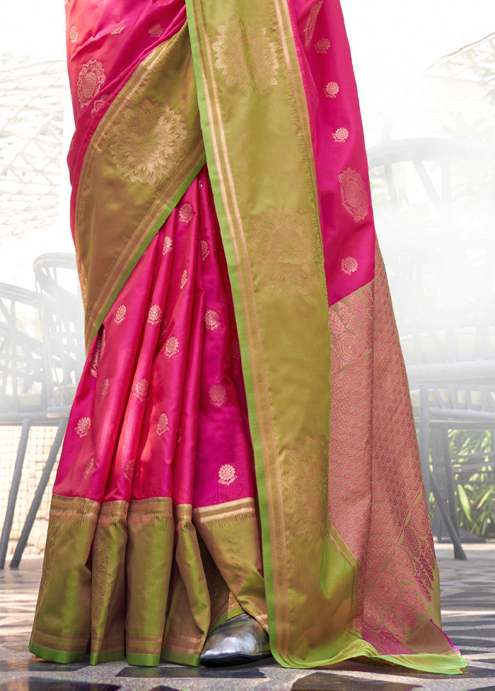 Pink Spun Silk Saree With Blouse Piece Outlet Big Discount